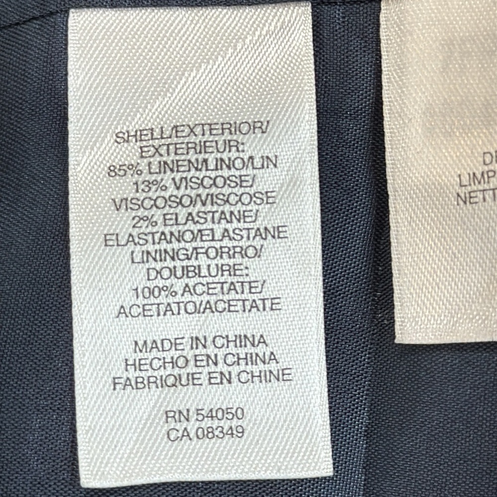 Anne Klein Linen Blue Blazer Tailored Short Sleeve 85% Linen Jacket - Picture 5 of 6